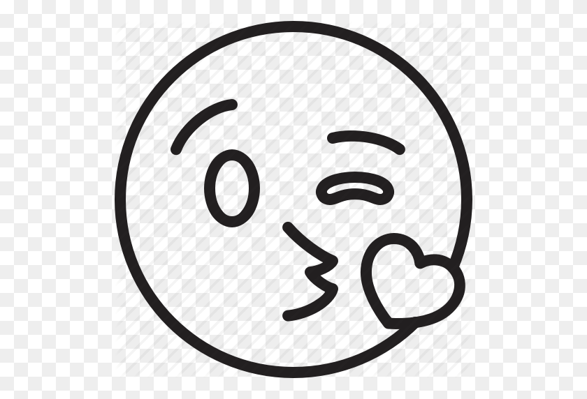 512x512 Скачать Поцелуй Emoji Рисование Клипарт Смайлик Emoji Картинки - Контур Лицо Клипарт