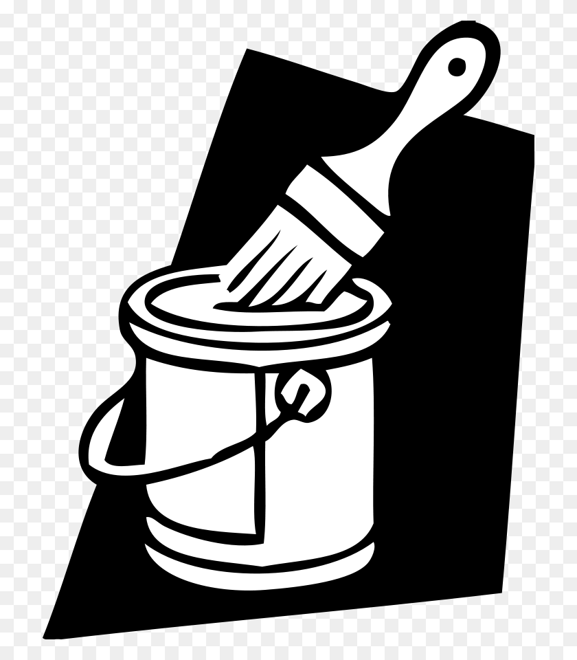 716x900 Download Paint Can And Brush Clipart - Paint Can Clipart