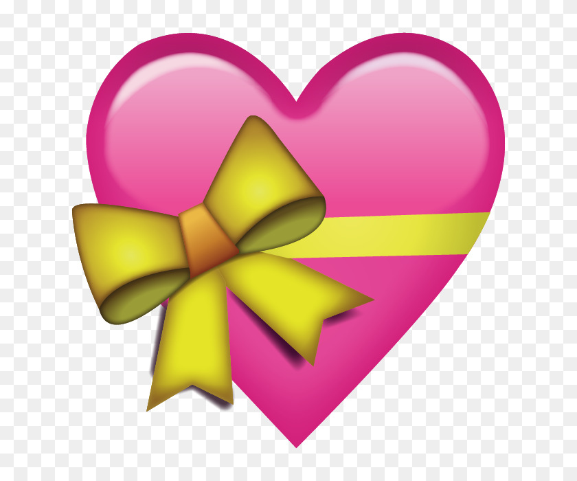 640x640 Скачать Розовое Сердце С Лентой Emoji Icon Emoji Island - Желтое Сердце Emoji Png