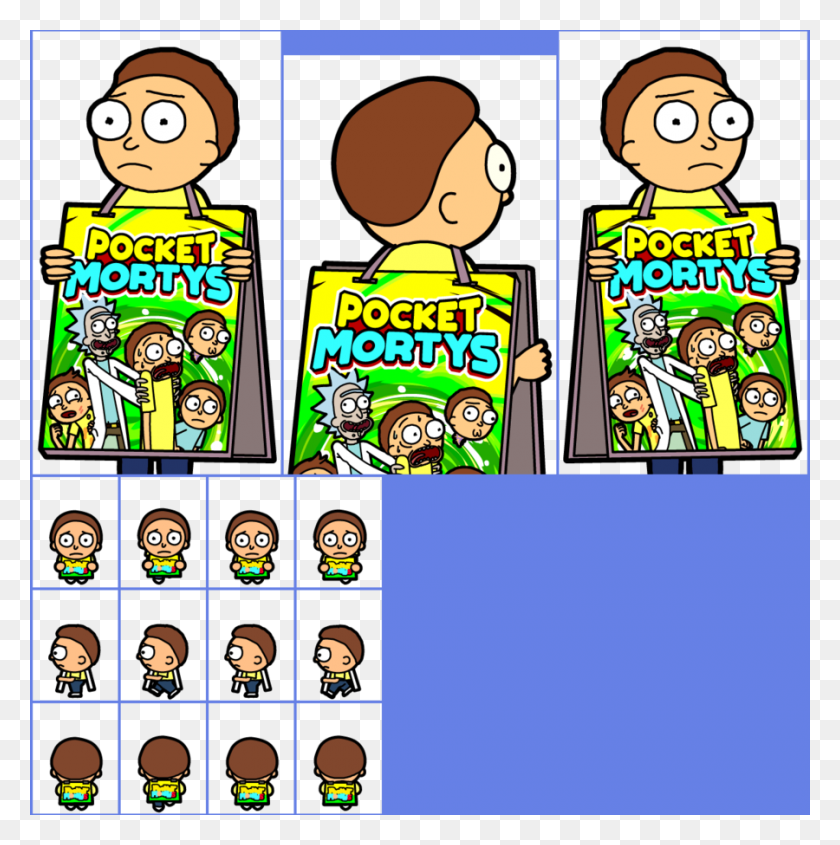 900x906 Download Pocket Mortys Morty Clipart Pocket Mortys Morty Smith - Gameboy Clipart