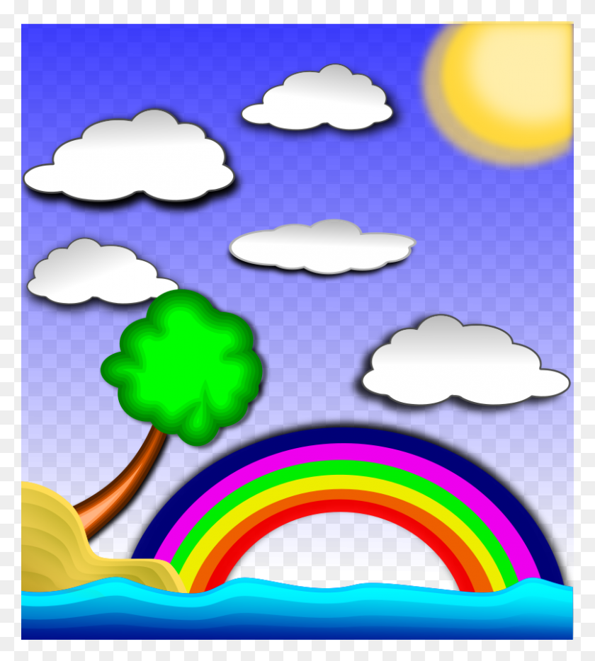 803x900 Download Rainbow In The Sky Clipart Clip Art Sky, Rainbow, Cloud - Beach Clipart