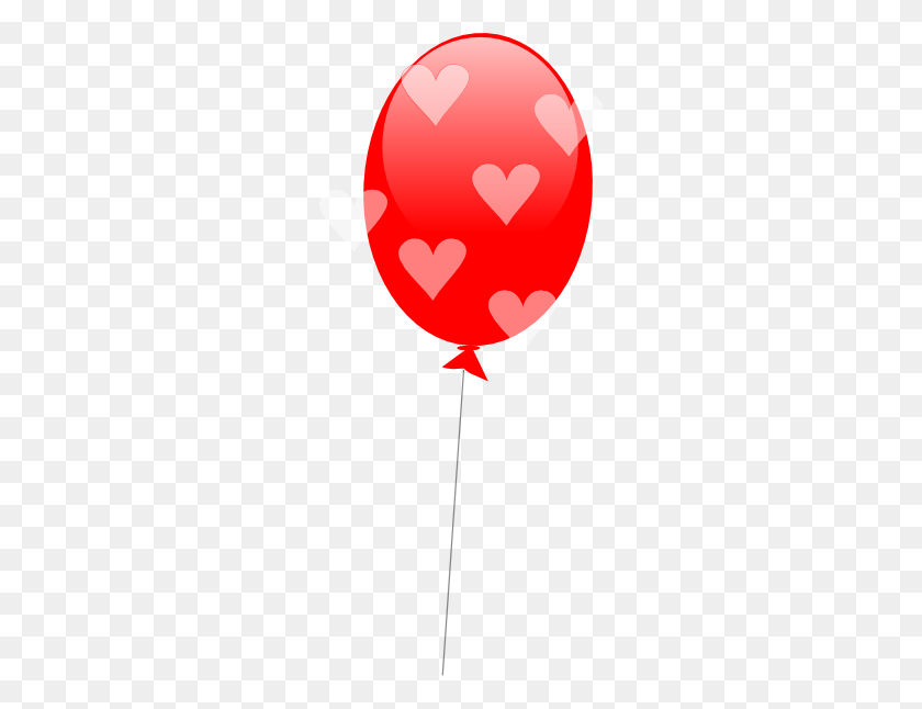 258x586 Download Red Balloon With Hearts Clipart - Red Balloon PNG