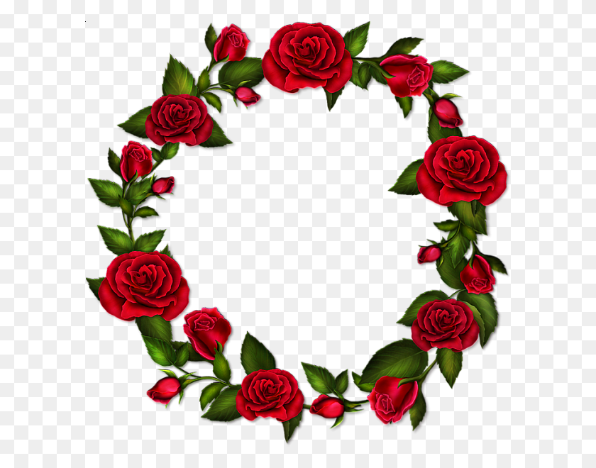 600x600 Download Red Rose Flower Frame Png Clipart Picture Frames Clip Art - Flower Wreath Clipart
