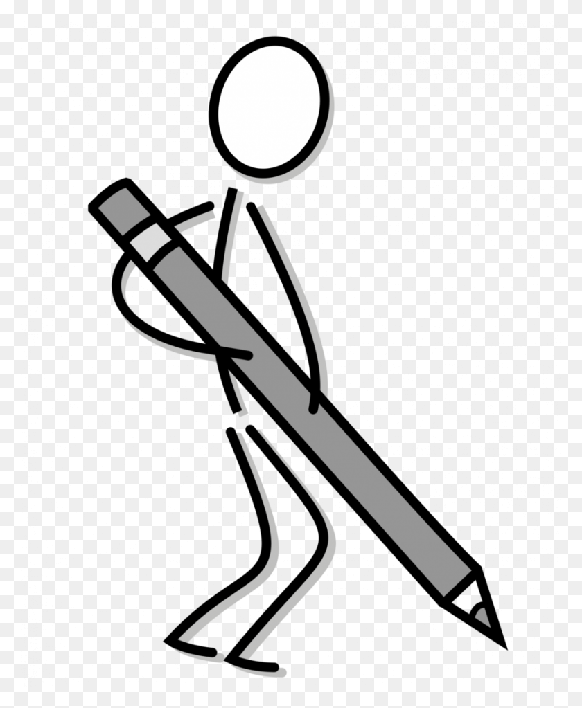 900x1112 Скачать Stick Person Writing Transparent Clipart Stick Figure - Writing Clipart Png