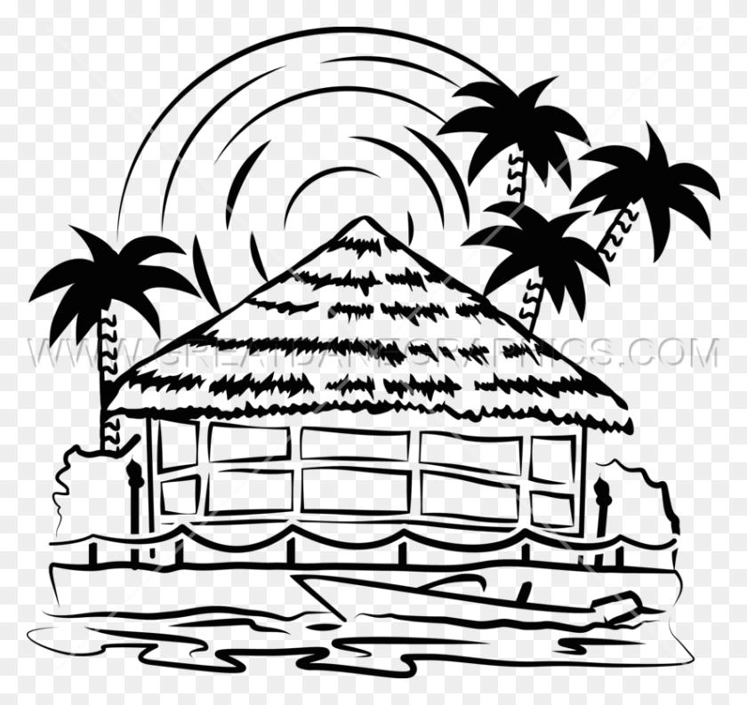 825x776 Download Tiki Hut Clipart Drawing Tiki Clip Art - Surfboard Clipart Black And White