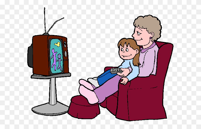 Девочка смотрит телевизор нарисовать