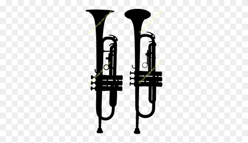260x423 Download Trumpet Clipart Trumpet Baritone Saxophone Sticker - Trombone Clipart Black And White