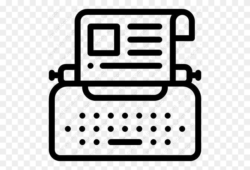 512x512 Descargar Máquina De Escribir, Escritor, Dispositivo, Gadget, Icono De Tecnología Inventicons - Máquina De Escribir Png