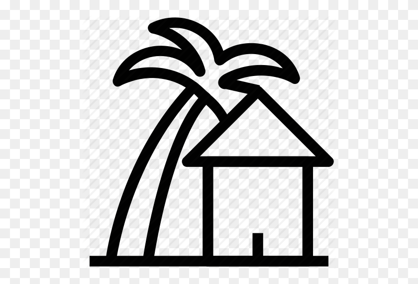 512x512 Download Vacation House Icon Clipart Beach Hut Holiday Home Clip - Beach Clipart Black And White