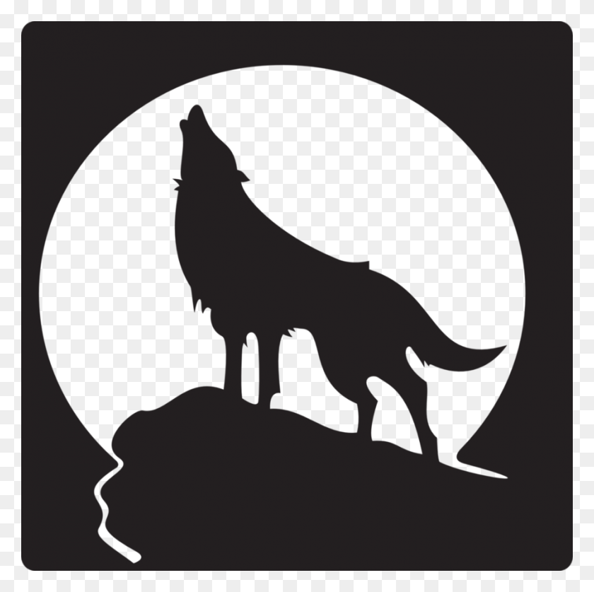 895x892 Download Wolf Howling - Wolf Black And White Clipart
