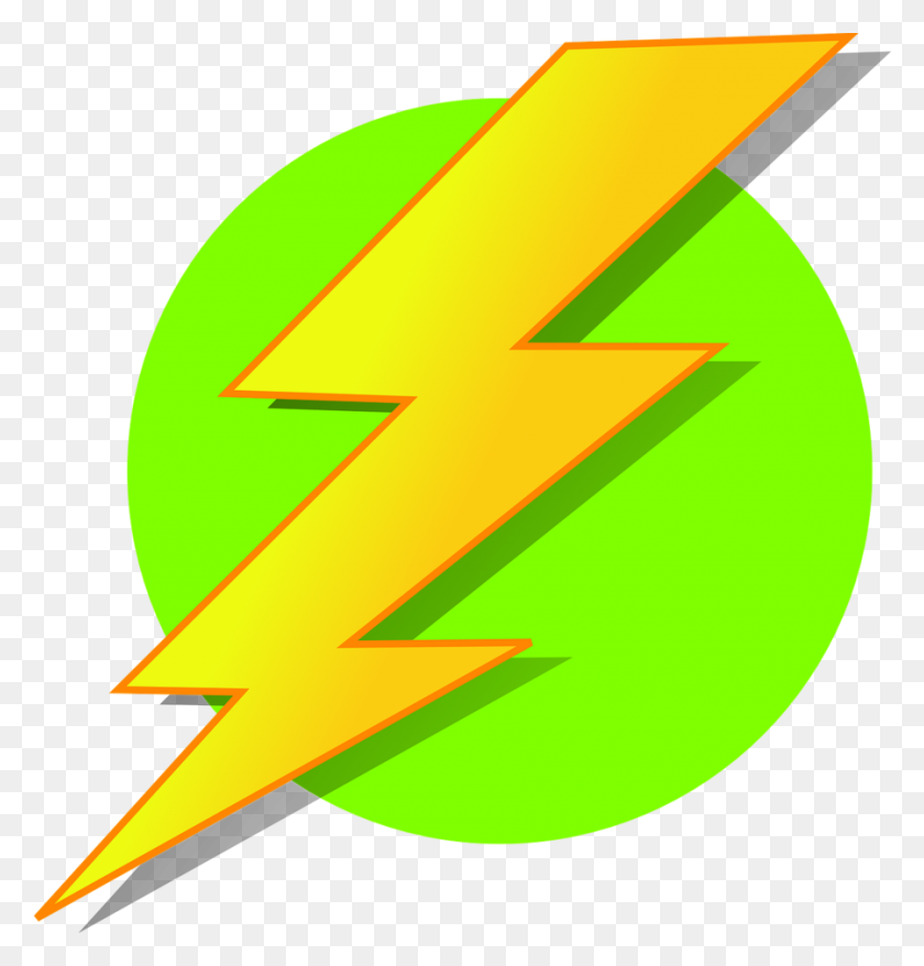 900x944 Download Yellow Green Lightning Clipart Lightning Green Clip Art - Thunder Clipart