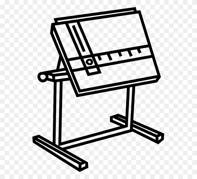563x700 Drafting Table Prepares Technical Drawings - Drafting Clipart