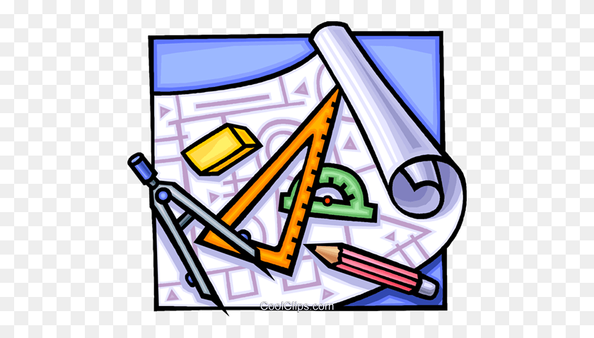 480x418 Drafting Tools Royalty Free Vector Clip Art Illustration - Tools Clipart