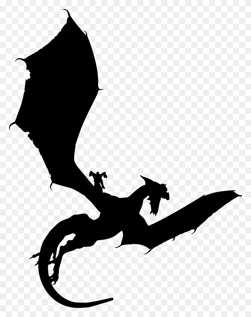 1798x2305 Dragon Attacking Silhouette Icons Png - Dragon Icon PNG