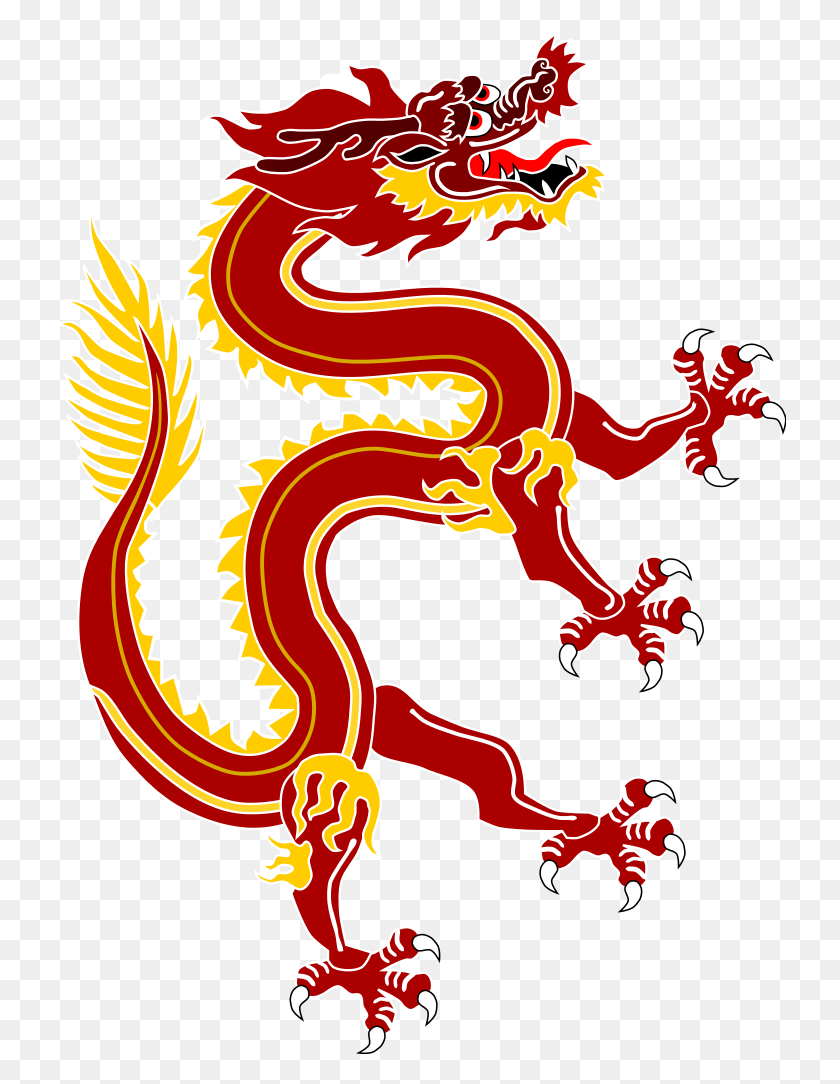 732x1024 Дракон Из Китайского Дракона Баннер Красной Версии - Китайский Дракон Png