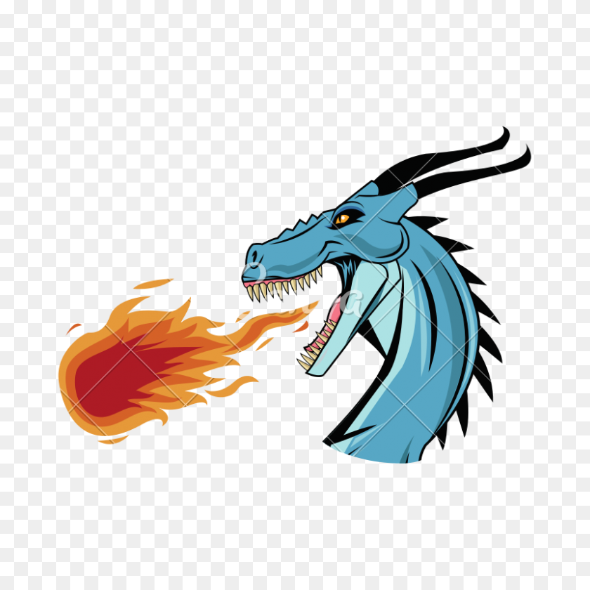 800x800 Dragon Throwing Fire Vector - Fire Vector PNG