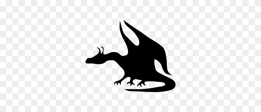 300x300 Dragon With Long Ears Sticker - Dragon Silhouette PNG