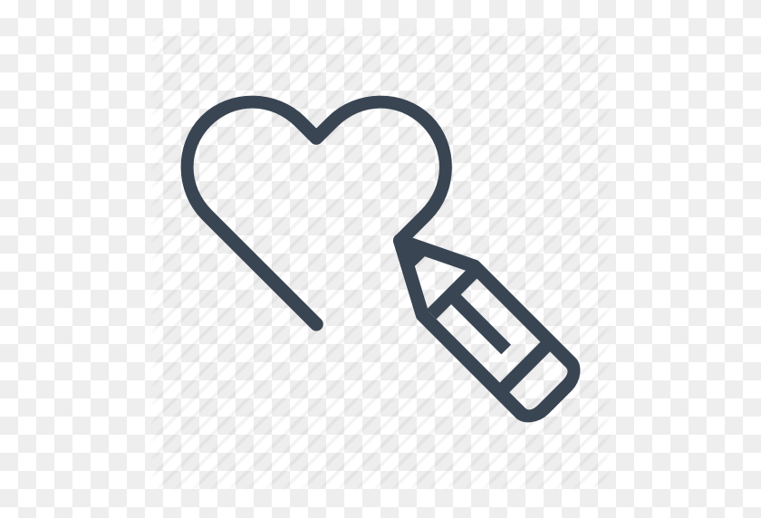 512x512 Draw, Drawing, Heart, Love, Pencil Icon - Heart Drawing PNG