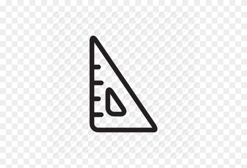 512x512 Draw, Outline, Ruler, Student, Tool, Triangle Icon - Triangle Outline PNG