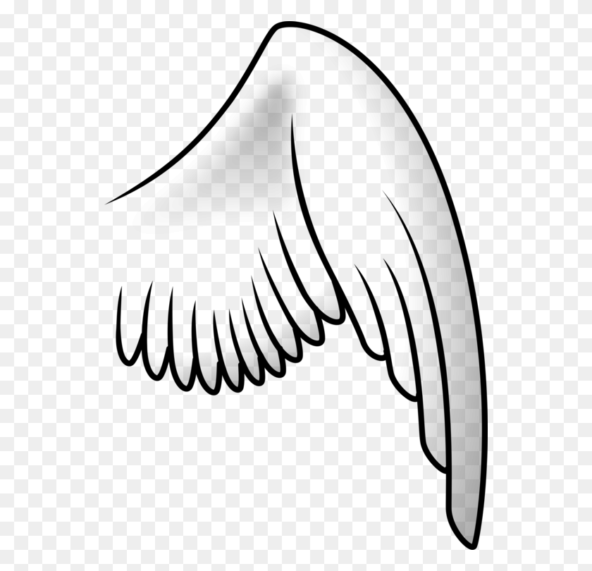 544x750 Drawing Angel Cartoon Bird - Feather Clipart Black And White