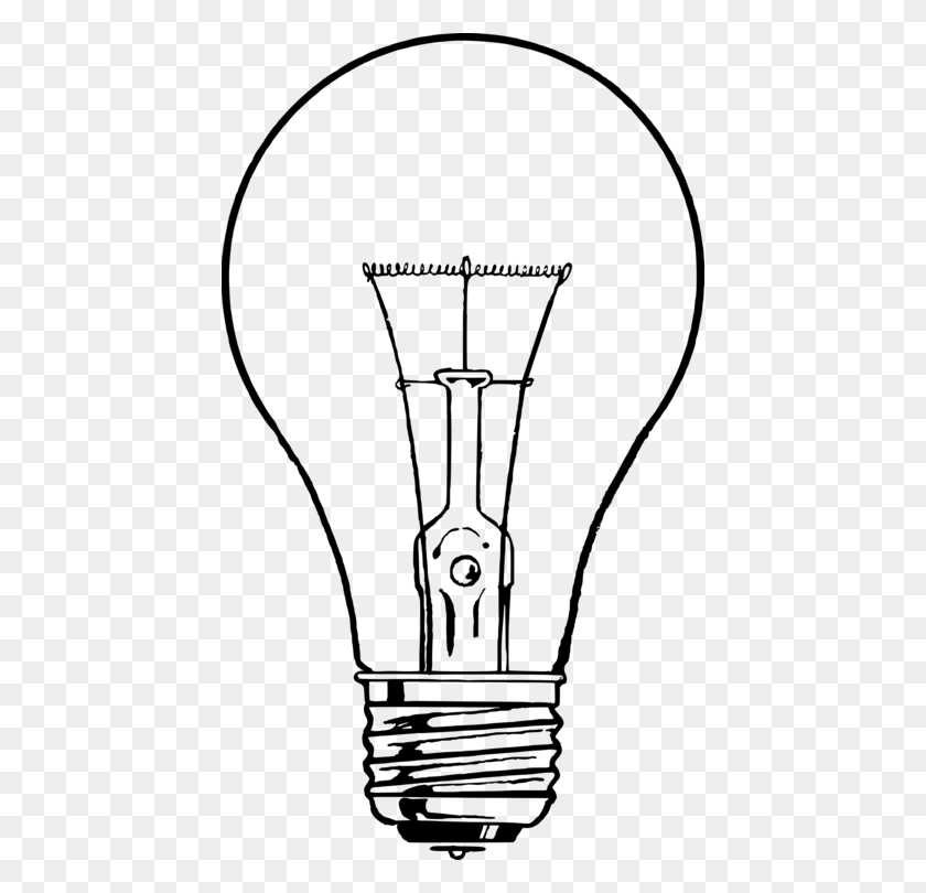 438x750 Drawing Incandescent Light Bulb Line Art Lamp - Tennis Racket Clipart Black And White