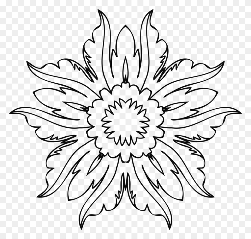 789x750 Drawing Line Art Floral Design Flower - Sunflower Clip Art Free