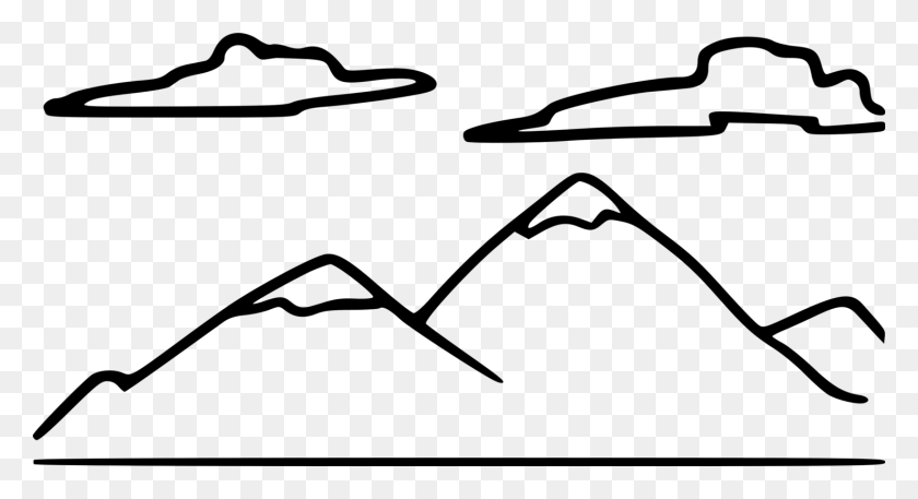 1472x750 Drawing Mountain Black And White Diagram Computer - Plateau Clipart