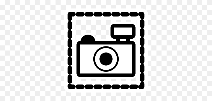 340x340 Drawing Photographer Camera Line Art - Black And White Camera Clipart