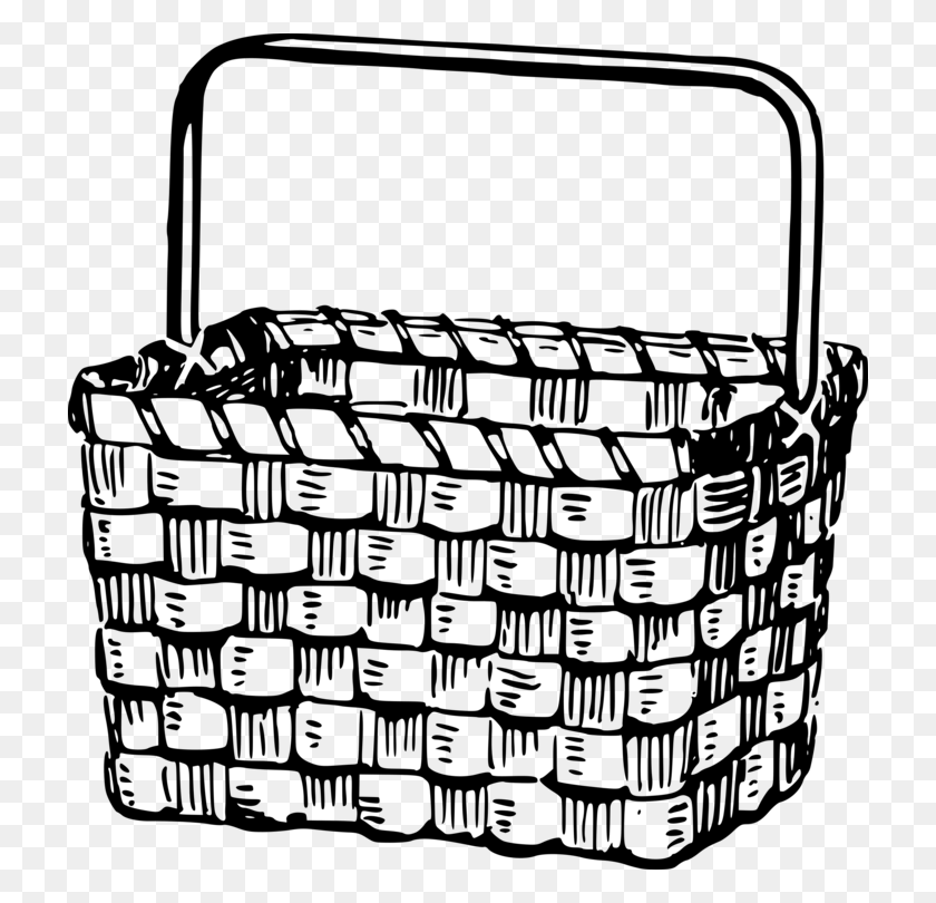 718x750 Drawing Picnic Baskets Line Art Fishing Basket - Picnic Basket PNG
