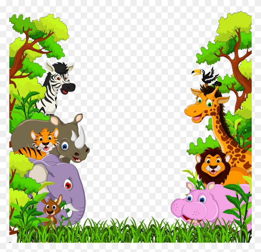 1024x984 Drawings For Painting Jungle Animals - Tropical Rainforest Clipart