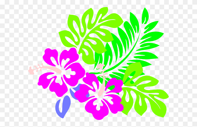 600x483 Рисунки Цветов, Листьев И Лозы Ярко-Розовые Цветы Три - Лоскутное Одеяло Клипарт