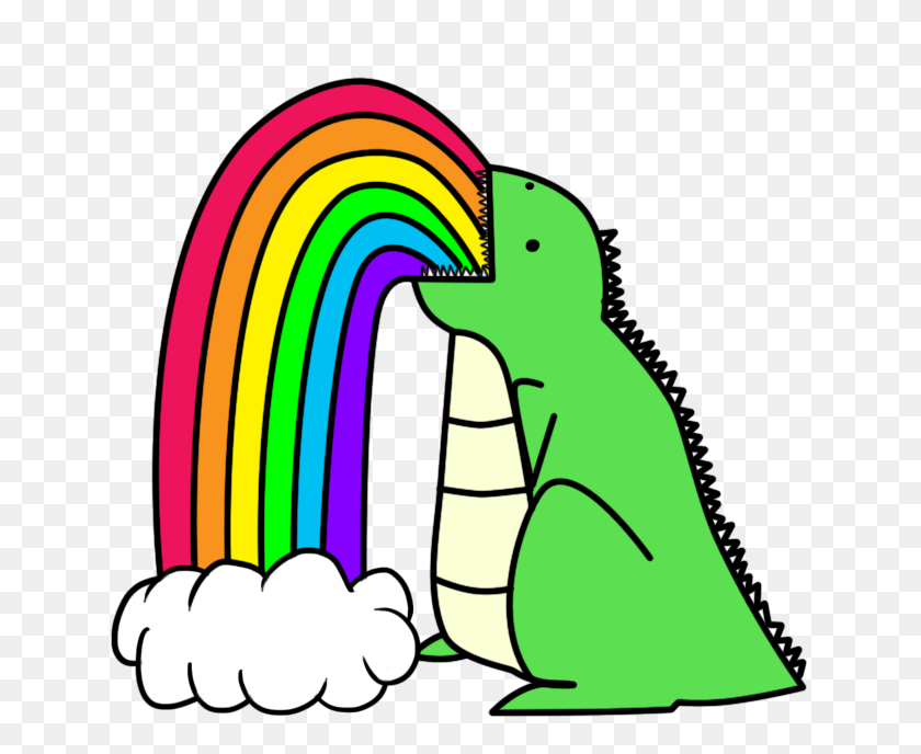 664x628 Drawings Of Rainbows Dinosaur Puking Rainbows - Puke Clipart