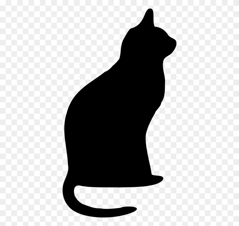 400x735 Drawn Black Cat Clipart - Cat Clipart Outline