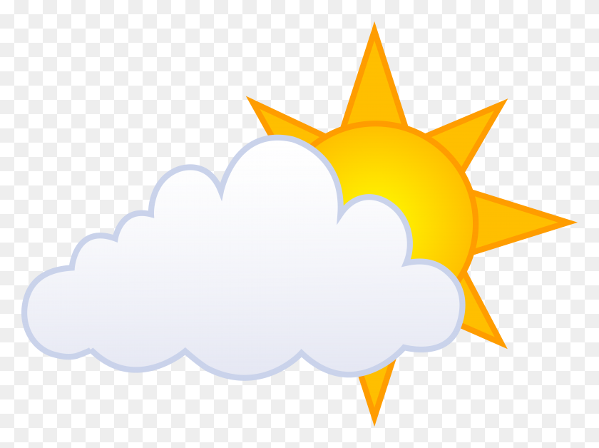 7951x5793 Drawn Clouds Sun - Sun Cartoon PNG