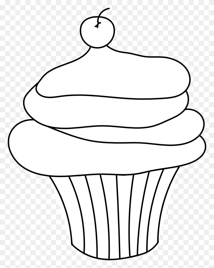 942x1196 Drawn Cupcake Clip Art Line - Muffin Clipart Free