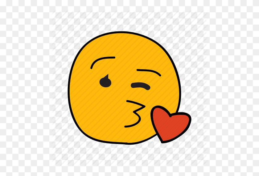 512x512 Dibujado, Emoji, Cara, Mano, Corazón, Beso, Pout Icon - Kissing Emoji Png