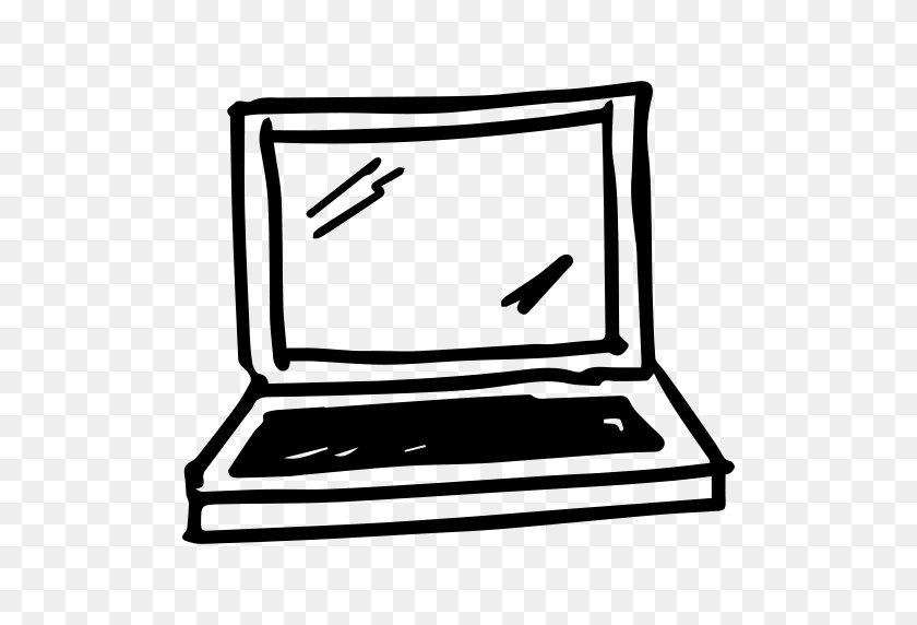 512x512 Drawn Lines Laptop - Laptop Clipart Black And White