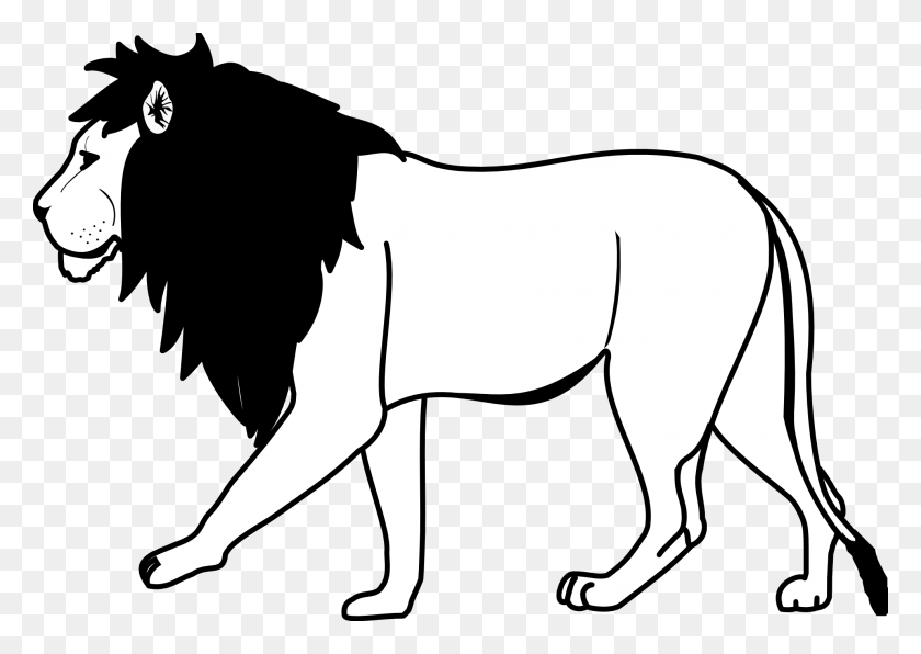 1979x1362 Черно-Белый Рисунок Льва - Лев С Короной Клипарт