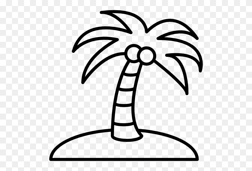 512x512 Drawn Palm Tree Black And White - Palm Tree Clip Art