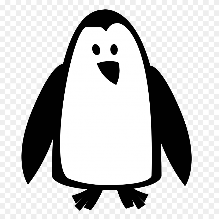3333x3333 Нарисованный Пингвин Смешно - Медвежонок Клипарт Черно-Белый