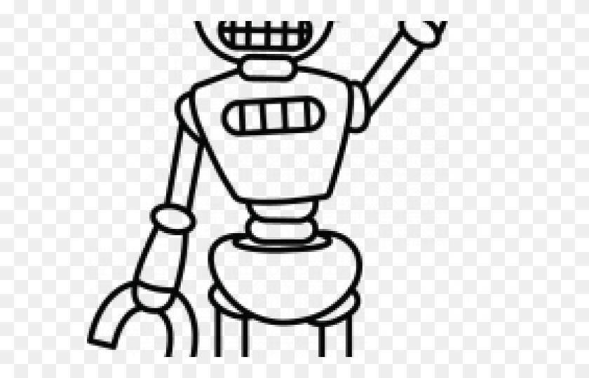 640x480 Нарисованный Робот Боевой Робот - Робот Черно-Белый Клипарт