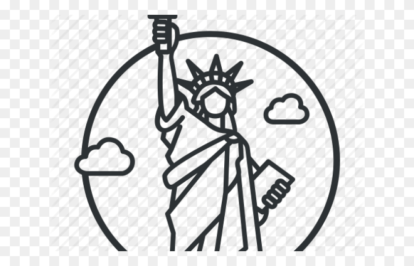 640x480 Dibujado La Estatua De La Libertad Estadounidense - Estatua De La Libertad De Imágenes Prediseñadas