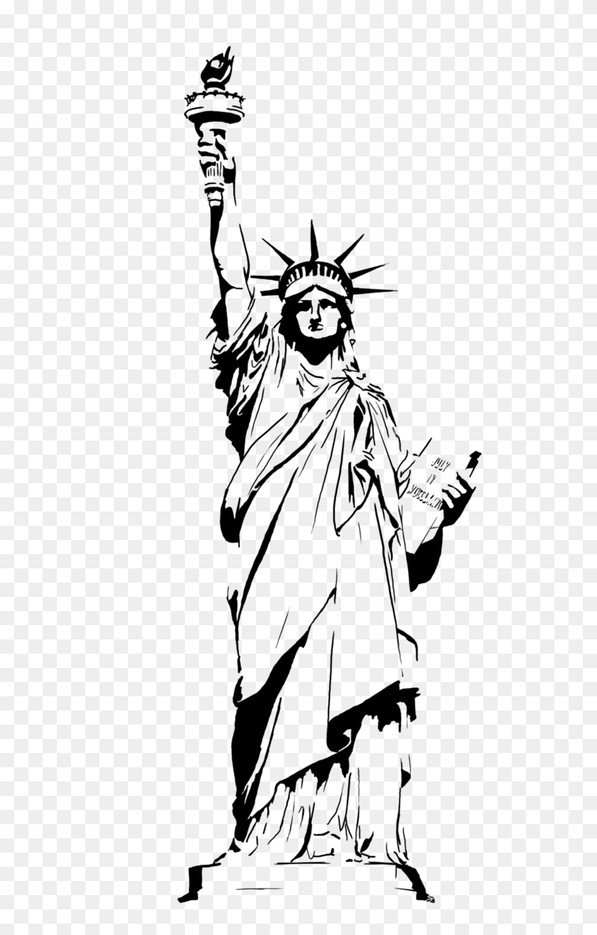 636x1256 Drawn Statue Of Liberty New York City - Nyc Clipart