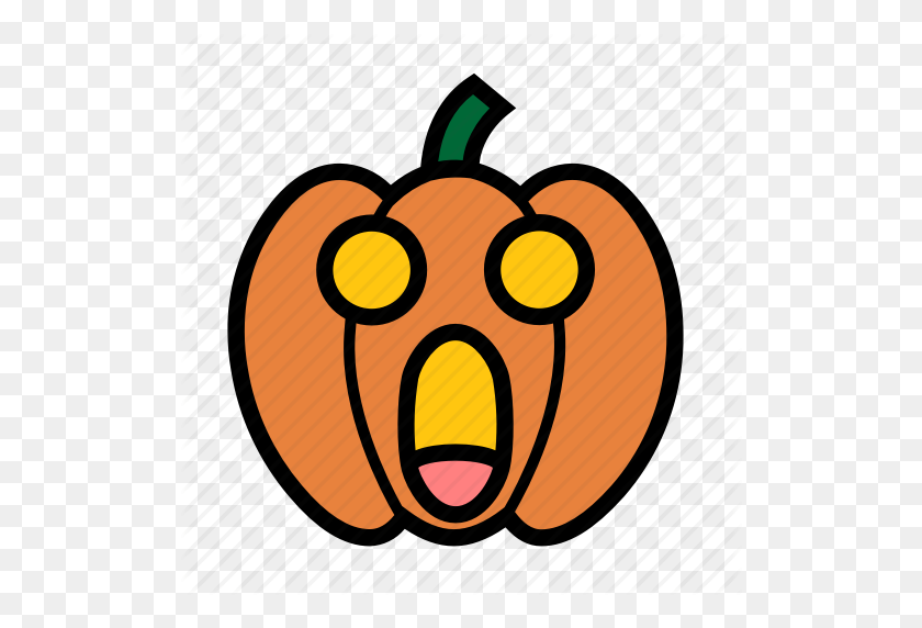 512x512 Dread, Emoji, Halloween, Jack O Lantern, Panic, Pumpkin, Shocked Icon - Shocked Emoji PNG