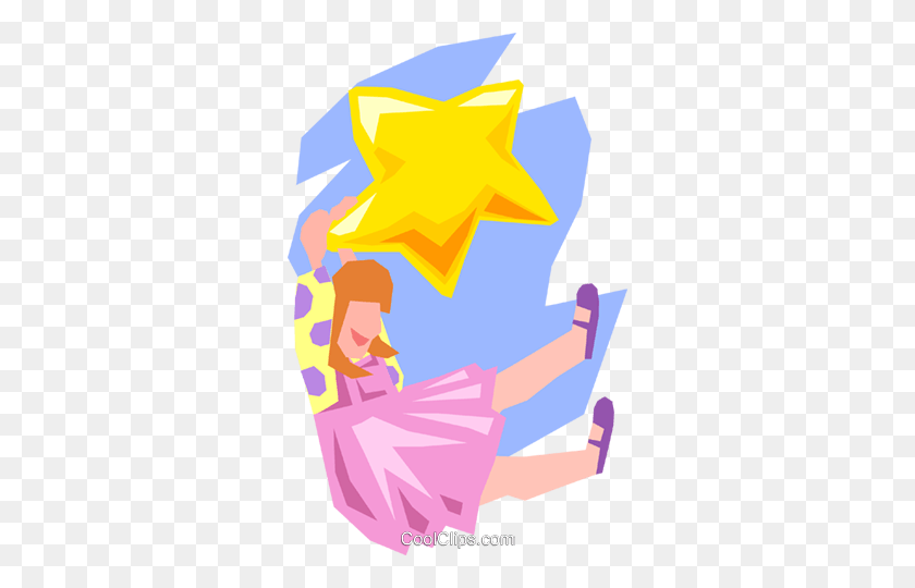 312x480 Dreaminghanging On A Star Royalty Free Vector Clip Art - Hanging Stars Clipart