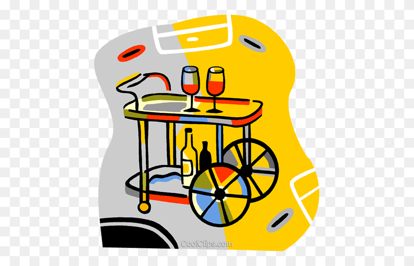 457x480 Drink Cart Royalty Free Vector Clip Art Illustration - Cart Clipart