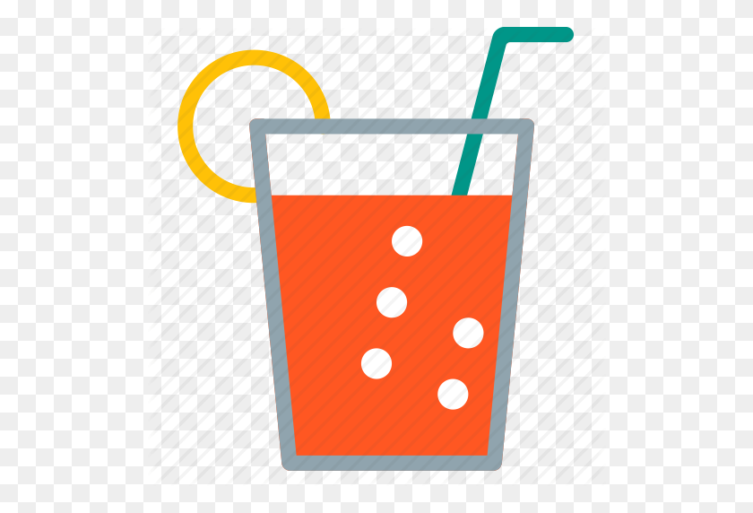 512x512 Drink, Glass, Juice, Lemon, Outing, Straw, Water Icon - Glass Of Juice Clipart
