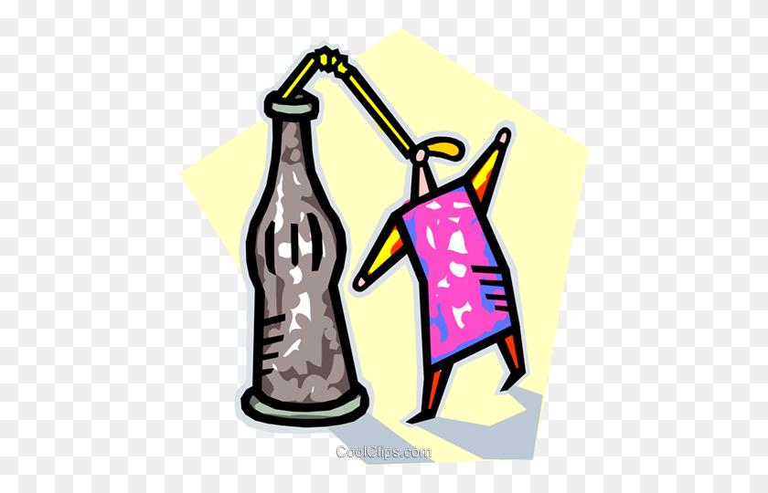 448x480 Drinking From Large Bottle Of Soda Royalty Free Vector Clip Art - Soda Bottle Clipart