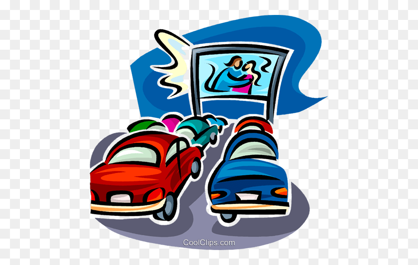 480x473 Drive In Theatre Royalty Free Vector Clip Art Illustration - To Drive Clipart