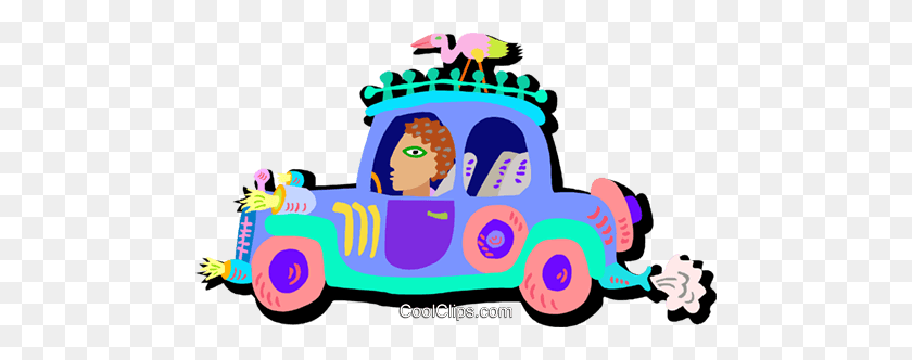 480x272 Driving Car Royalty Free Vector Clip Art Illustration - Driving Car Clipart